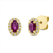 Ohrstecker mit Rubin  aus 750/-18 Karat Gelbgold mit 28 Diamanten 0