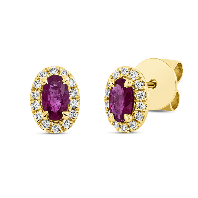 Ohrstecker mit Rubin  aus 750/-18 Karat Gelbgold mit 28 Diamanten 0