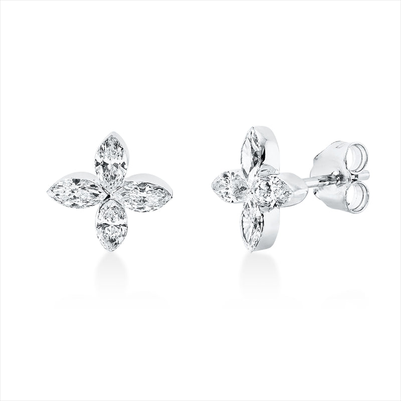 Ohrstecker    aus 750/-18 Karat Weißgold mit 8 Diamanten 0