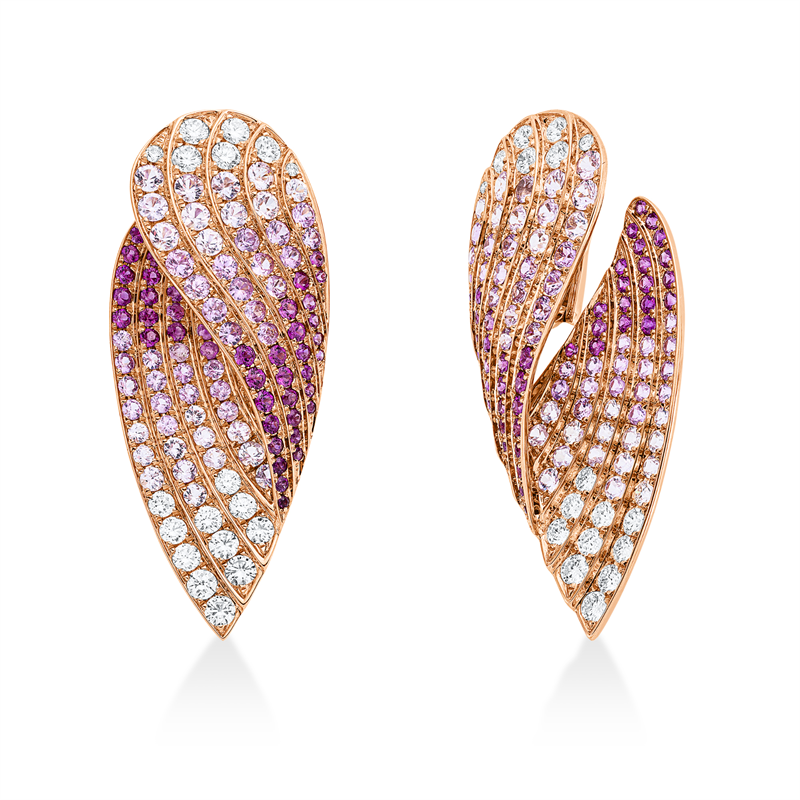 Ohrschmuck mit Saphir  aus 750/-18 Karat Rotgold mit 36 Diamanten 2