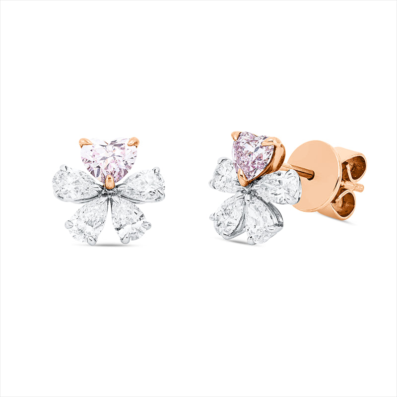 Ohrstecker    aus 750/-18 Karat Rotgold / Weißgold mit 10 Diamanten 1