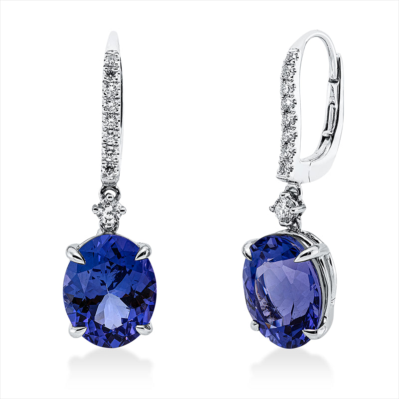 Ohrschmuck mit Tansanit  aus 750/-18 Karat Weißgold mit 18 Diamanten 0