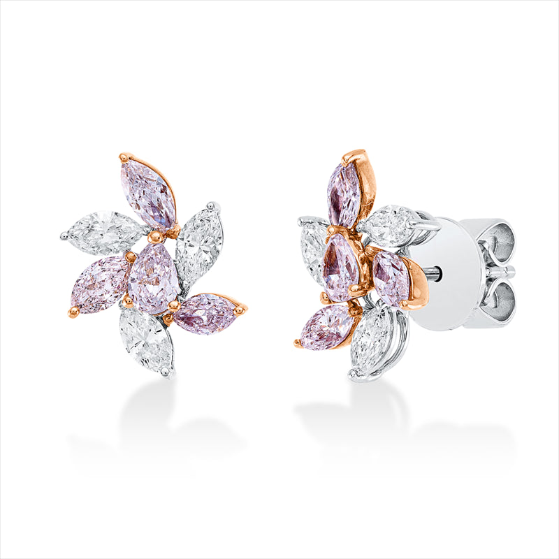 Ohrstecker    aus 750/-18 Karat Weißgold / Rotgold mit 14 Diamanten 1