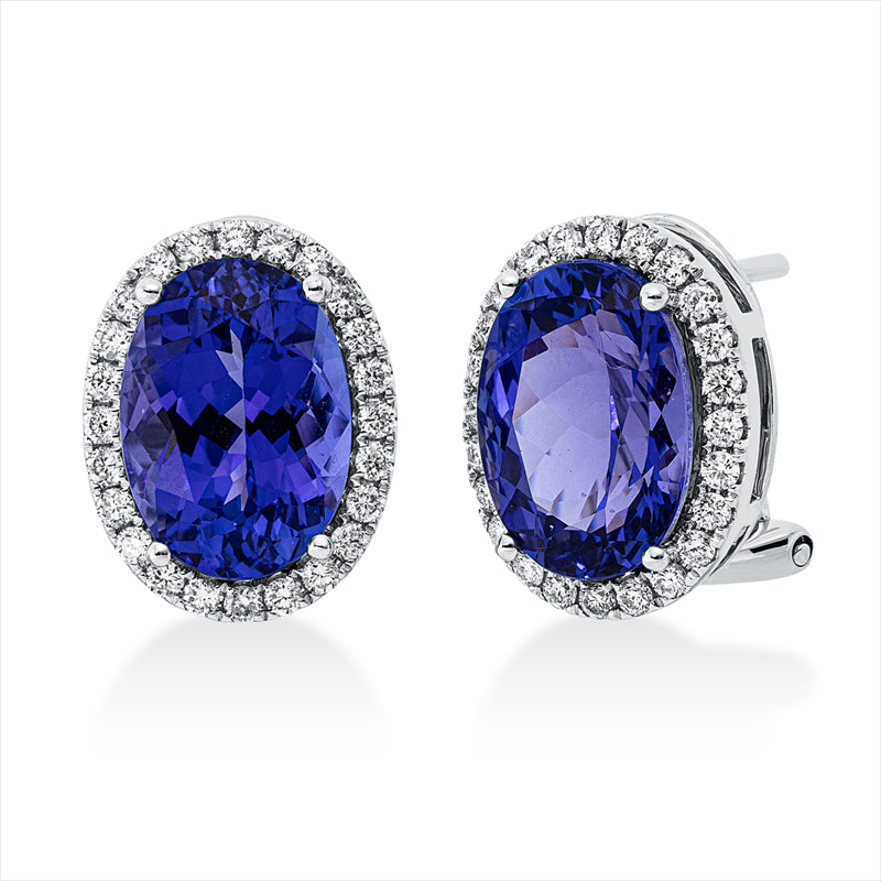 Creolen mit Tansanit  aus 750/-18 Karat Weißgold mit 48 Diamanten 0