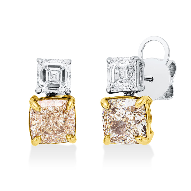 Ohrstecker    aus 750/-18 Karat Gelbgold / Weißgold mit 4 Diamanten 4