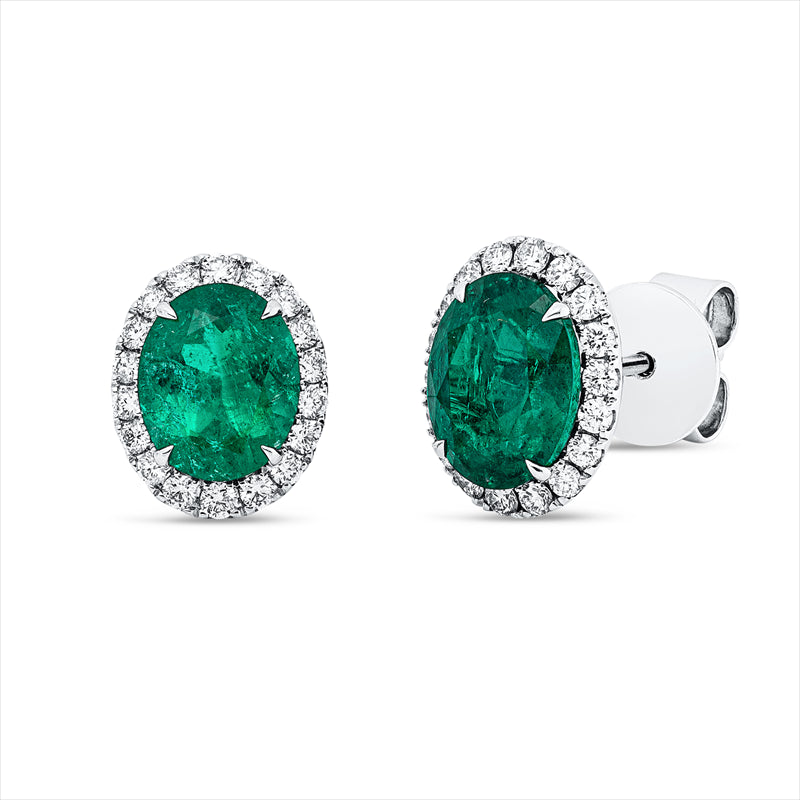 Ohrstecker mit Smaragd  aus 750/-18 Karat Weißgold mit 36 Diamanten 0
