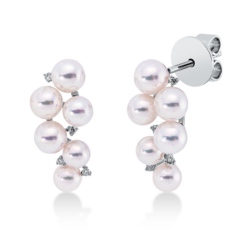 Ohrstecker   mit Akoyaperle aus 750/-18 Karat Weißgold mit 6 Diamanten 0