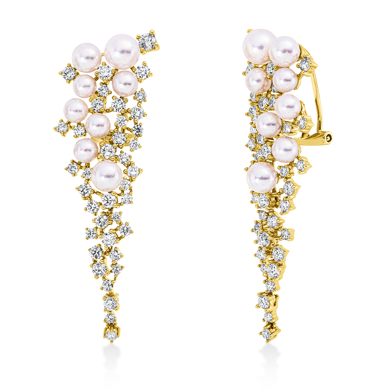 Ohrschmuck   mit Zuchtperle aus 750/-18 Karat Gelbgold mit 76 Diamanten 2