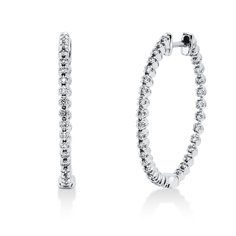 Creolen    aus 750/-18 Karat Weißgold mit 68 Diamanten 0