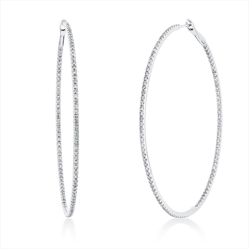 Creolen    aus 750/-18 Karat Weißgold mit 202 Diamanten 1 ct