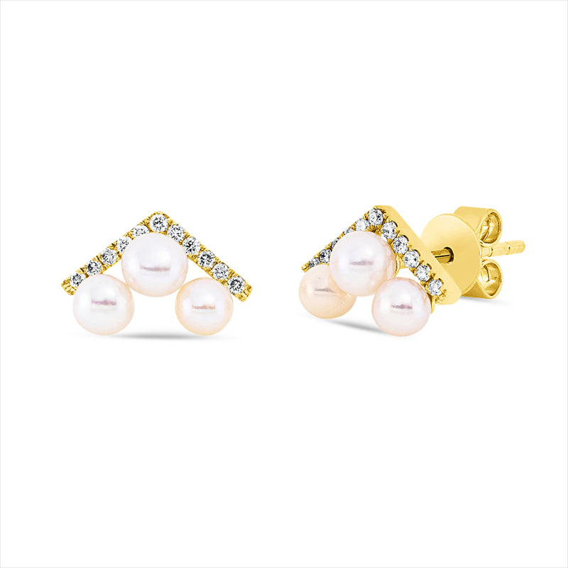 Ohrstecker   mit Zuchtperle aus 750/-18 Karat Gelbgold mit 22 Diamanten 0