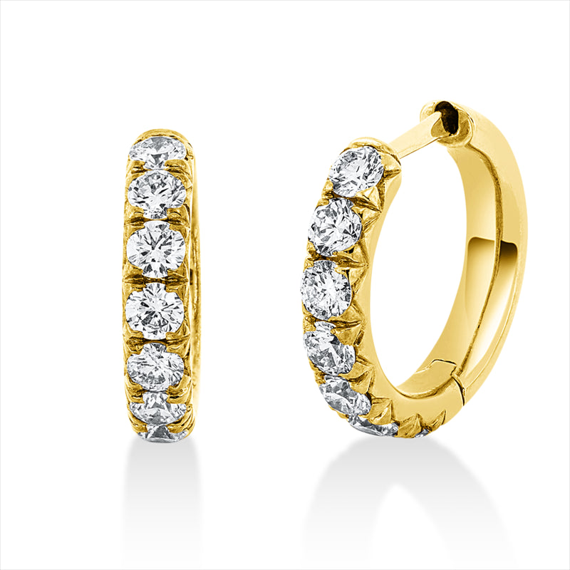 Creolen    aus 750/-18 Karat Gelbgold mit 14 Diamanten 0