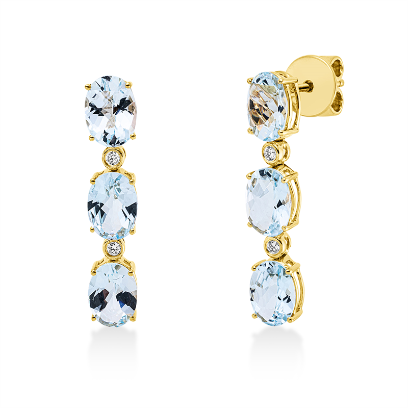 Ohrschmuck mit Topas  aus 750/-18 Karat Gelbgold mit 4 Diamanten 0