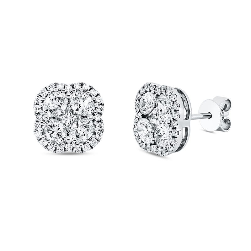 Ohrstecker    aus 585/-14 Karat Weißgold mit 58 Diamanten 1