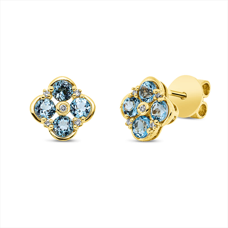 Ohrstecker mit Topas  aus 750/-18 Karat Gelbgold mit 10 Diamanten 0