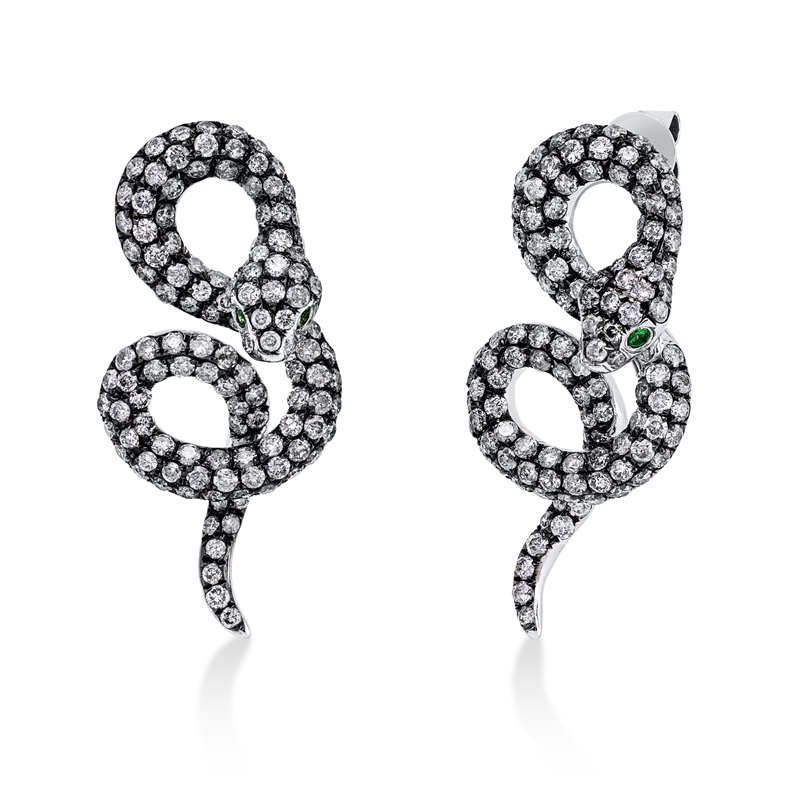 Ohrschmuck mit Tsavorith  aus 750/-18 Karat Weißgold mit 234 Diamanten 2