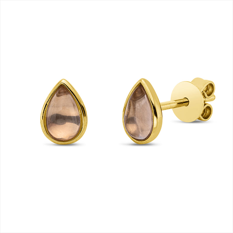Ohrstecker mit Rosenquarz  aus 750/-18 Karat Gelbgold  