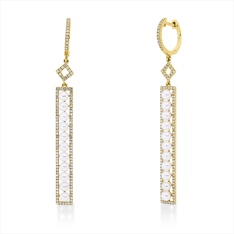 Ohrschmuck   mit Süßwasserperle aus 750/-18 Karat Gelbgold mit 232 Diamanten 0