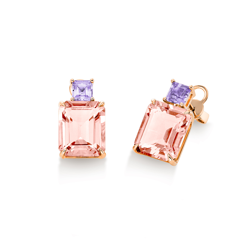 Ohrstecker mit Amethyst  aus 750/-18 Karat Rotgold  