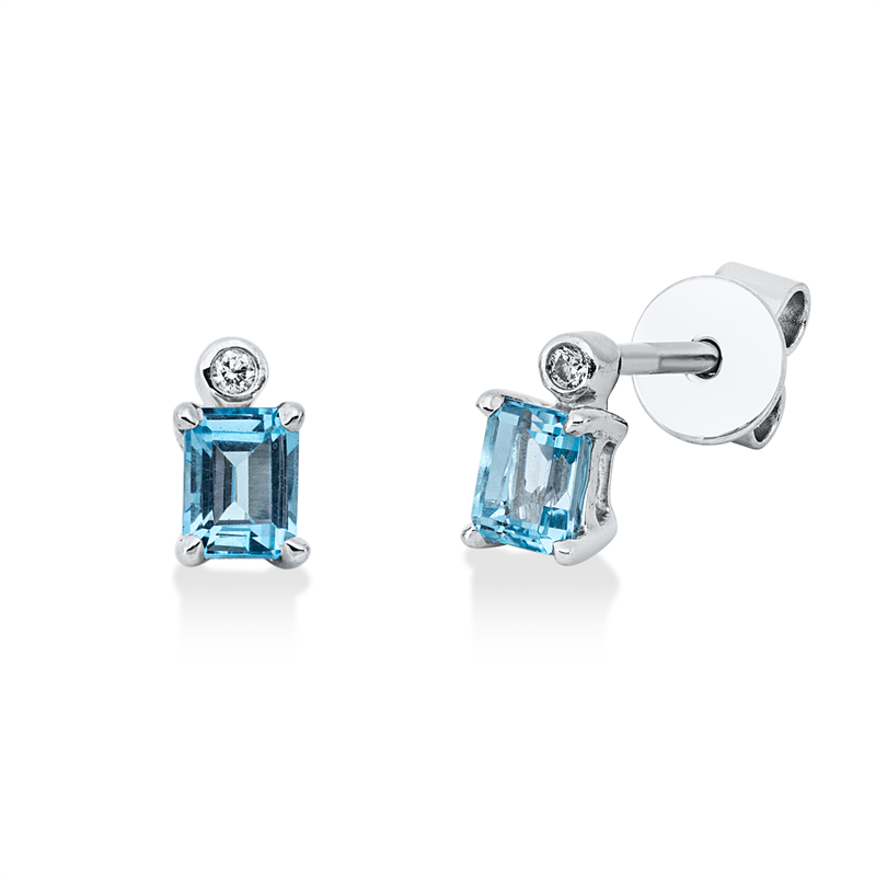 Ohrstecker mit Topas  aus 750/-18 Karat Weißgold mit 2 Diamanten 0