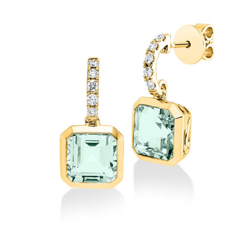 Ohrschmuck mit Amethyst  aus 750/-18 Karat Gelbgold mit 10 Diamanten 0