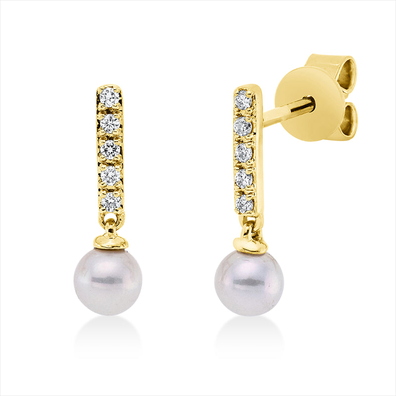 Ohrstecker   mit Zuchtperle aus 750/-18 Karat Gelbgold mit 10 Diamanten 0