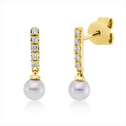 Ohrstecker   mit Zuchtperle aus 750/-18 Karat Gelbgold mit 10 Diamanten 0