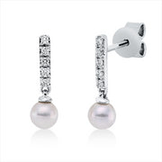 Ohrstecker   mit Zuchtperle aus 750/-18 Karat Weißgold mit 10 Diamanten 0