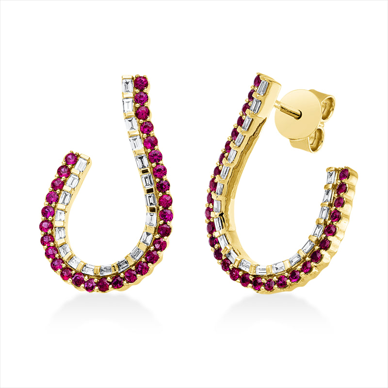 Ohrstecker mit Rubin  aus 750/-18 Karat Gelbgold mit 40 Diamanten 0