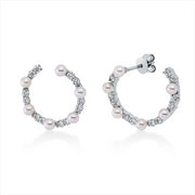 Ohrstecker   mit Zuchtperle aus 750/-18 Karat Weißgold mit 24 Diamanten 0