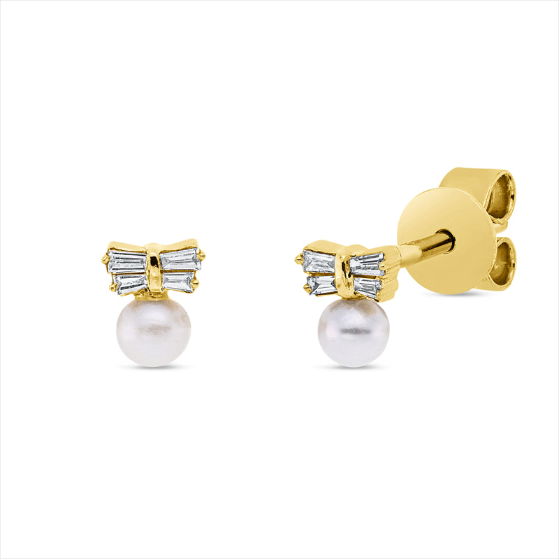 Ohrstecker   mit Zuchtperle aus 750/-18 Karat Gelbgold mit 8 Diamanten 0