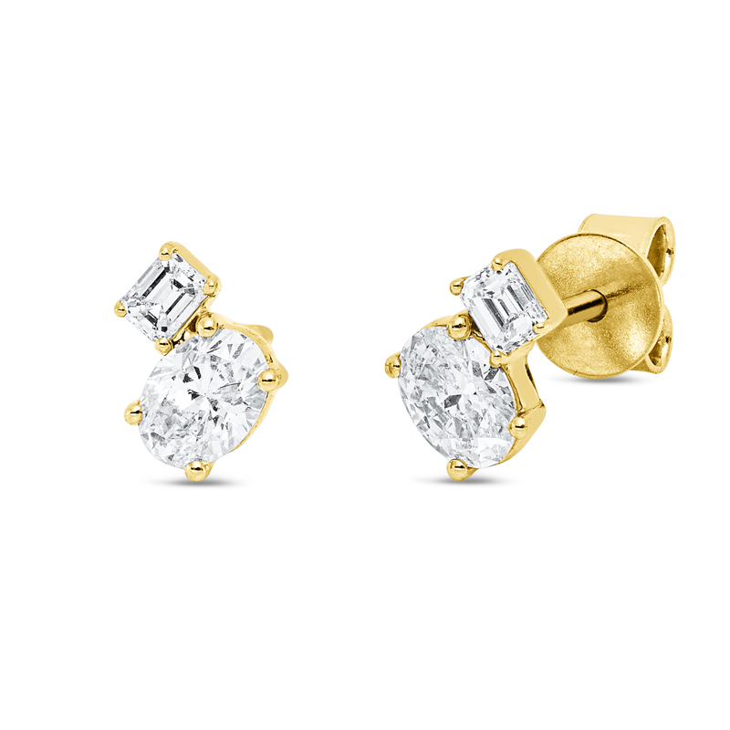 Ohrstecker    aus 750/-18 Karat Gelbgold mit 4 Diamanten 0