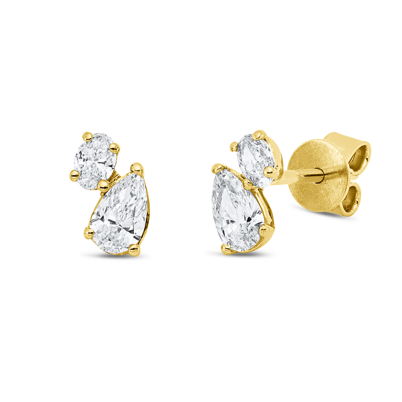 Ohrstecker    aus 750/-18 Karat Gelbgold mit 4 Diamanten 0