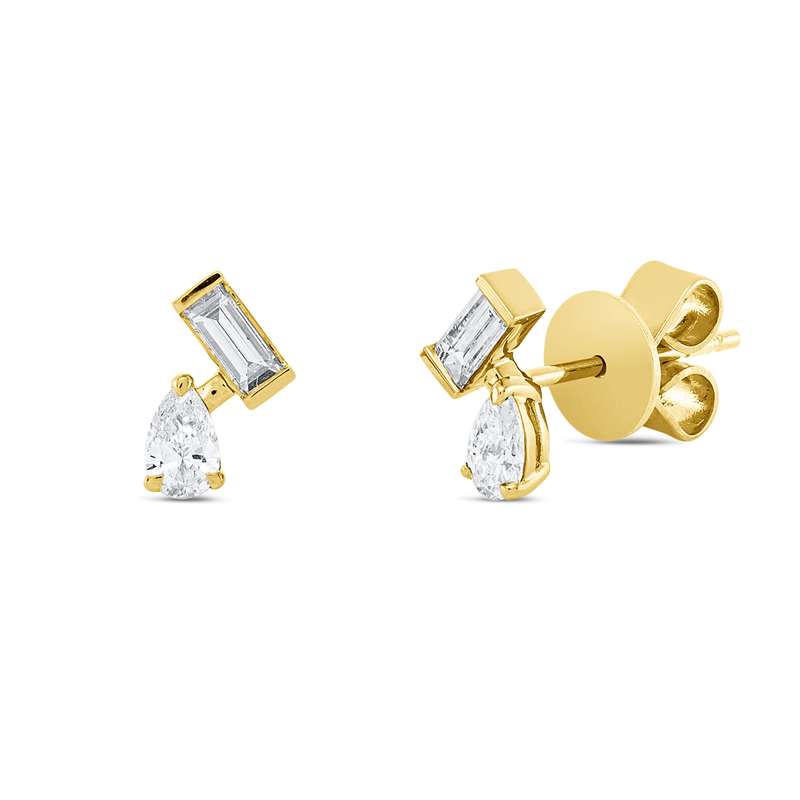 Ohrstecker    aus 750/-18 Karat Gelbgold mit 4 Diamanten 0