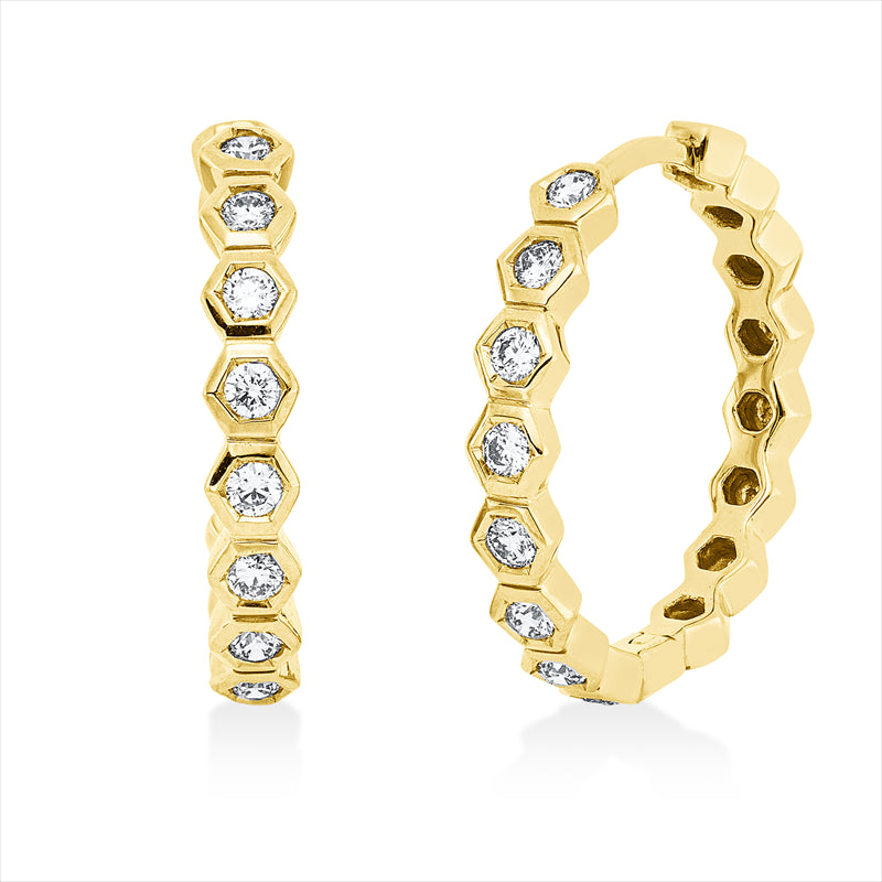 Creolen    aus 750/-18 Karat Gelbgold mit 16 Diamanten 0