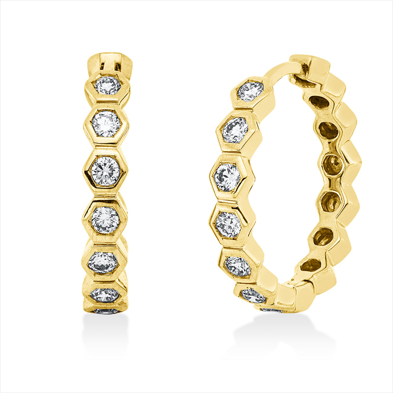 Creolen    aus 750/-18 Karat Gelbgold mit 14 Diamanten 0