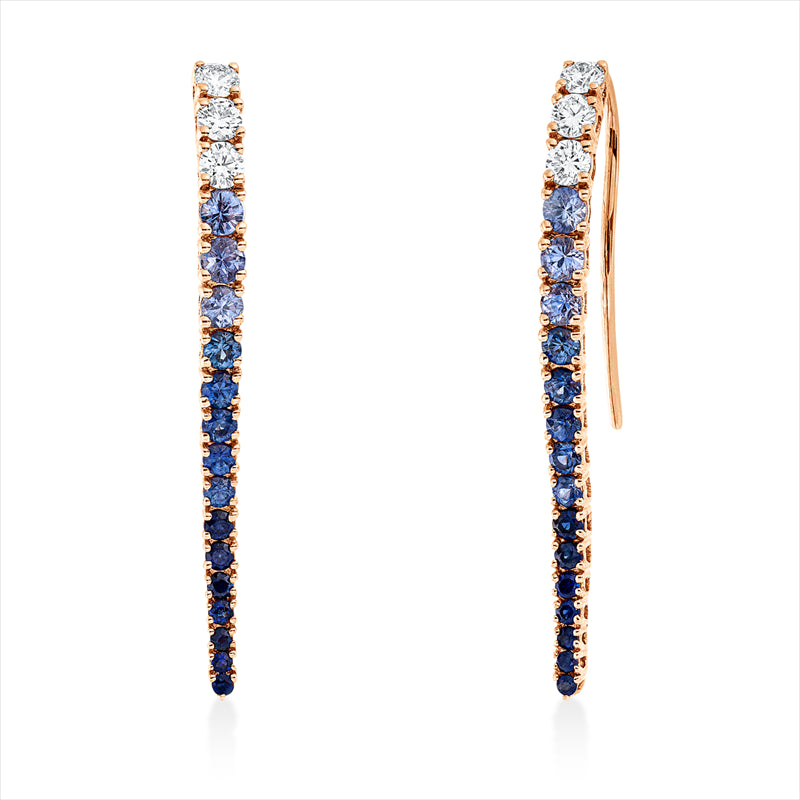 Ohrschmuck mit Saphir  aus 750/-18 Karat Rotgold mit 6 Diamanten 0