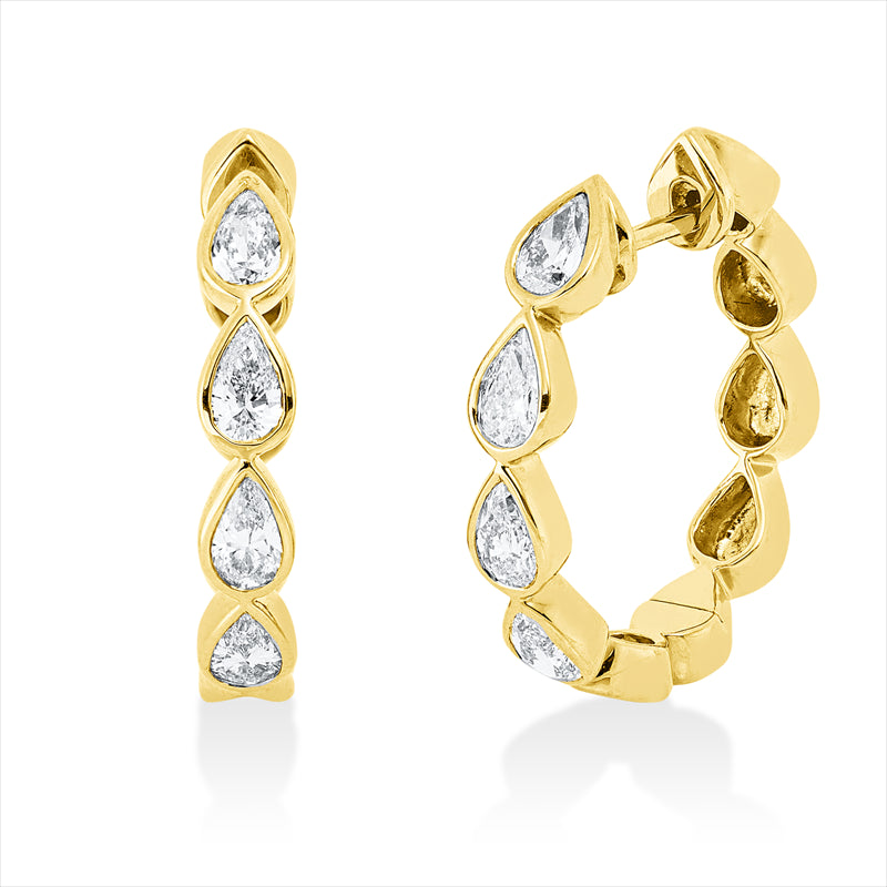 Creolen    aus 750/-18 Karat Gelbgold mit 10 Diamanten 1 ct