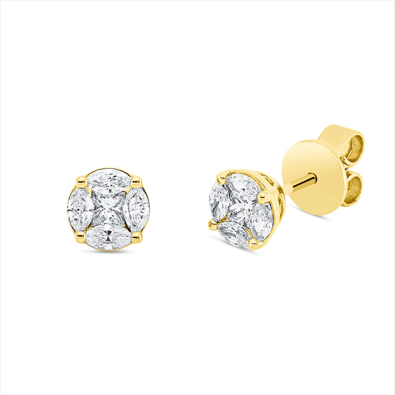 Ohrstecker    aus 750/-18 Karat Gelbgold mit 10 Diamanten 0