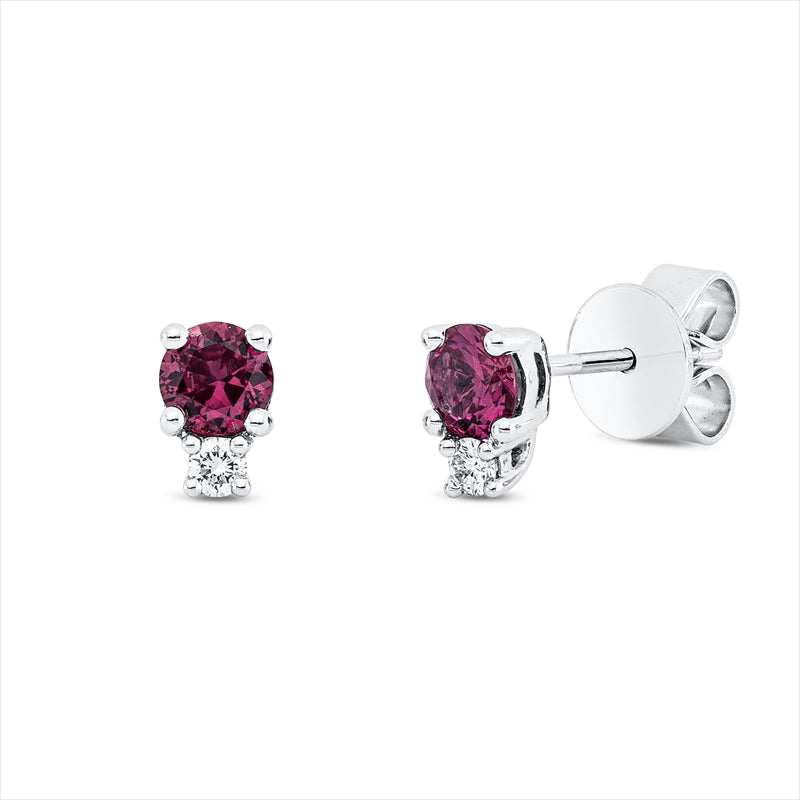 Ohrschmuck mit Rubin  aus 750/-18 Karat Weißgold mit 2 Diamanten 0