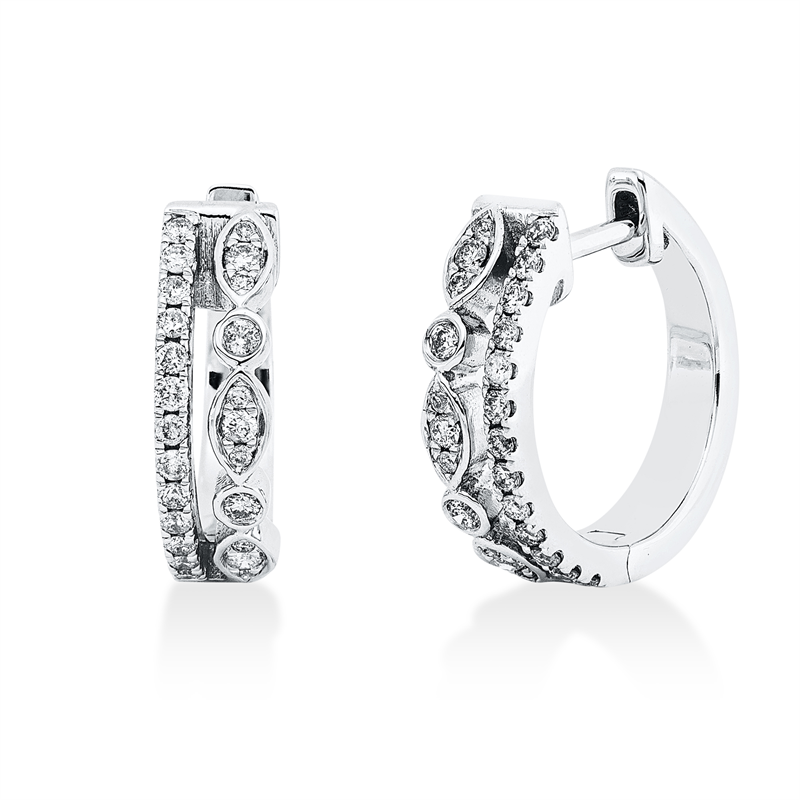 Creolen    aus 585/-14 Karat Weißgold mit 48 Diamanten 0