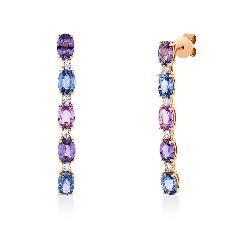 Ohrschmuck mit Saphir  aus 750/-18 Karat Rotgold mit 8 Diamanten 0