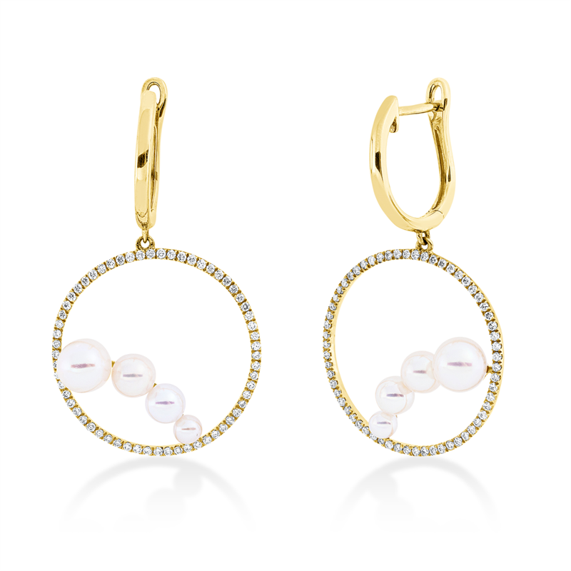 Ohrschmuck   mit Süßwasserp aus 750/-18 Karat Gelbgold mit 122 Diamanten 0