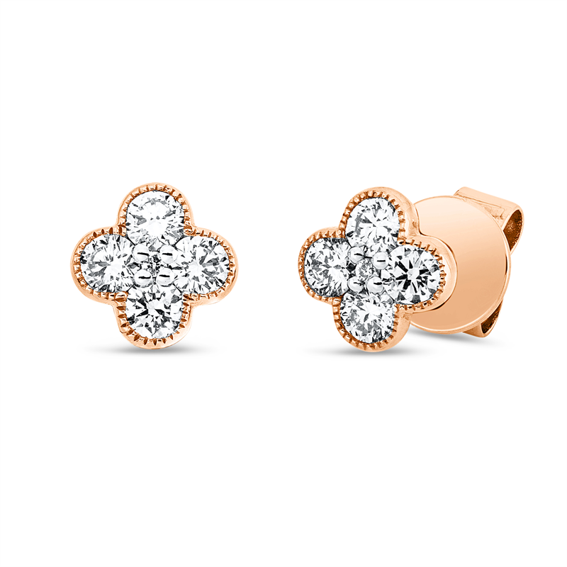 Ohrstecker    aus 750/-18 Karat Rotgold mit 10 Diamanten 0