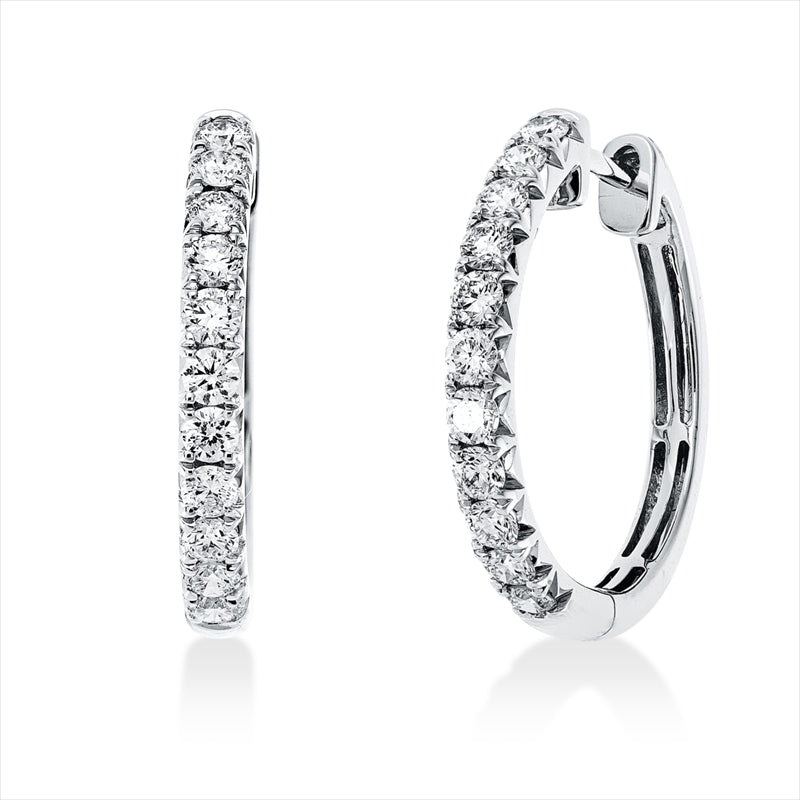 Creolen    aus 750/-18 Karat Weißgold mit 22 Diamanten 0