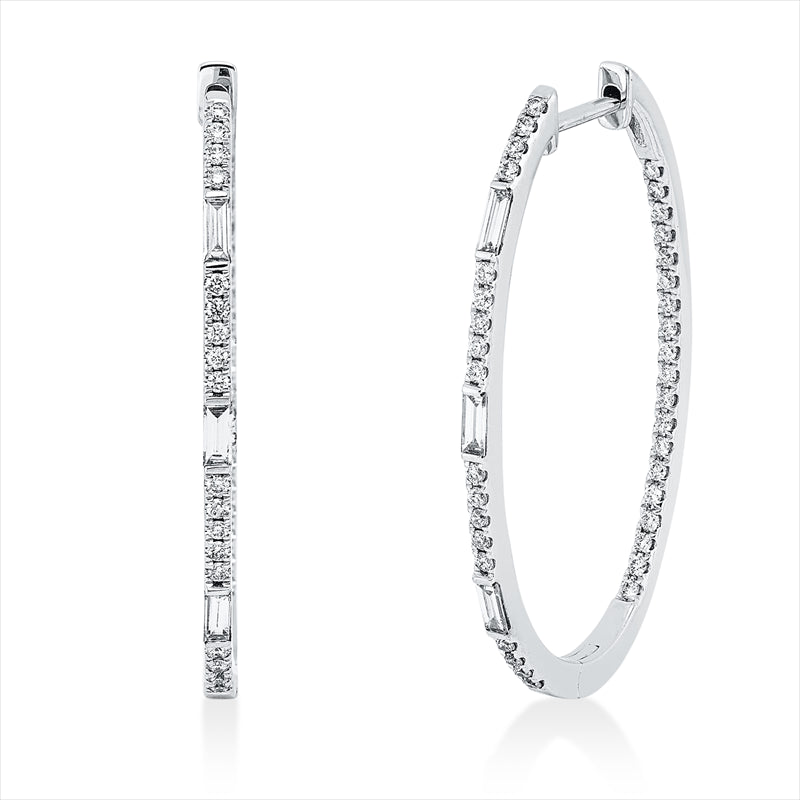 Creolen    aus 750/-18 Karat Weißgold mit 80 Diamanten 0