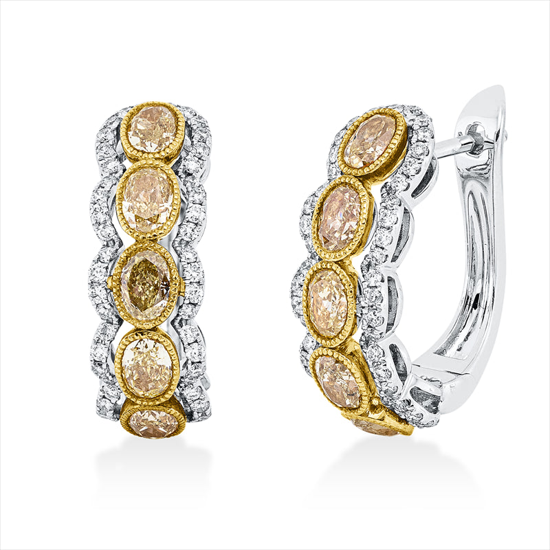 Creolen    aus 750/-18 Karat Weißgold / Gelbgold mit 102 Diamanten 1