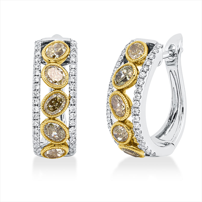 Creolen    aus 750/-18 Karat Weißgold / Gelbgold mit 86 Diamanten 1