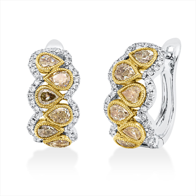 Creolen    aus 750/-18 Karat Weißgold / Gelbgold mit 88 Diamanten 1