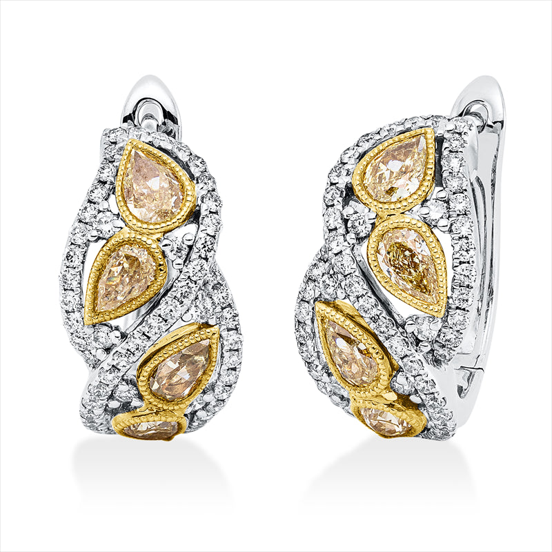 Creolen    aus 750/-18 Karat Weißgold / Gelbgold mit 116 Diamanten 1